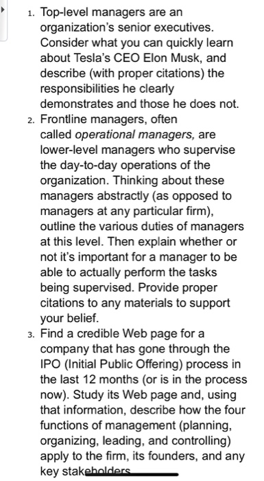 1. Top-level managers are an organization's