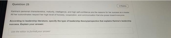 Question 25 2 points Karima personal