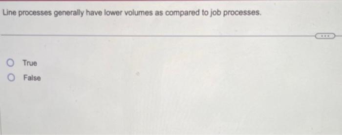 Line processes generally have lower volumes as