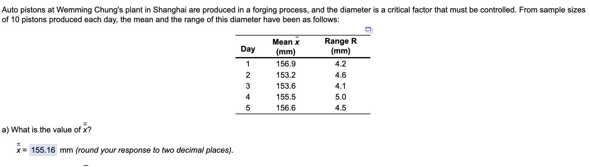 b) What is the value of R? c) What are the UCLx