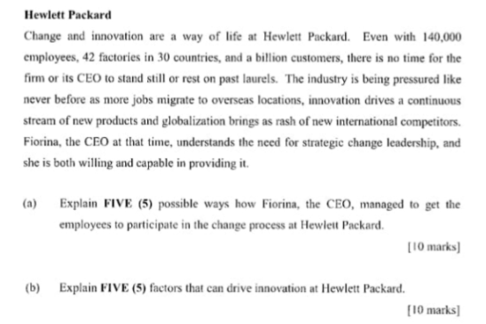 Hewlett Packard Change and innovation are a way