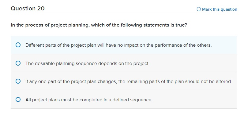 Question 20 Mark this question In the process of