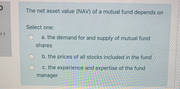 D The net asset value (NAV) of a mutual fund