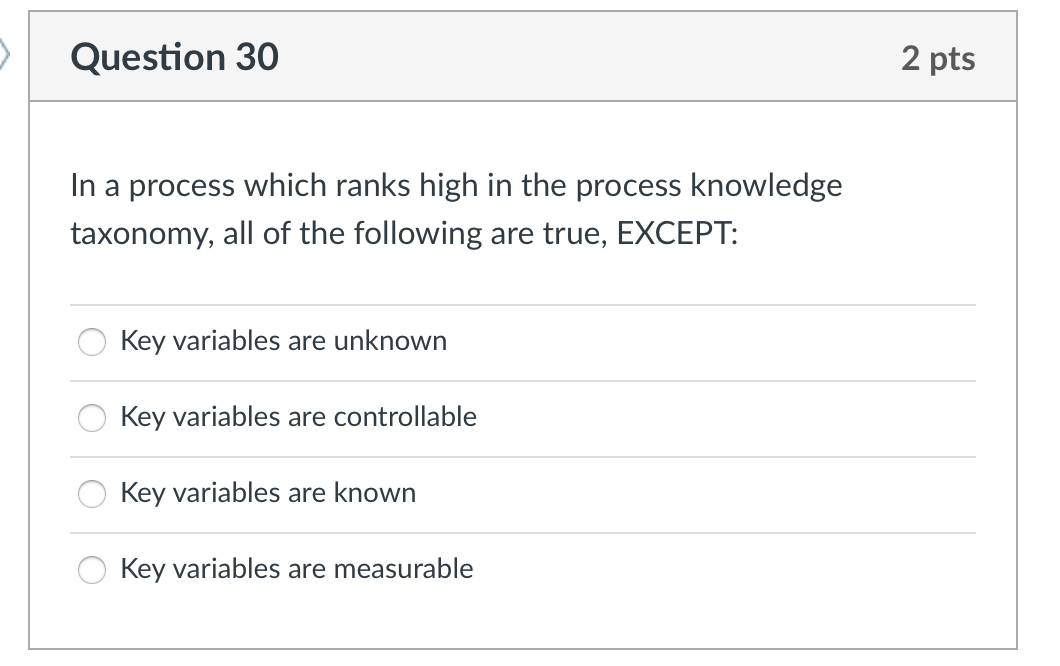 Question 29 2 pts All of the following are