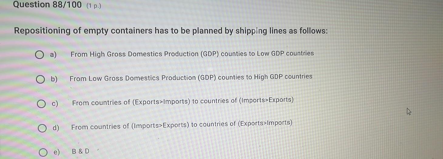 Question 88/100 (1 p.) Repositioning of empty