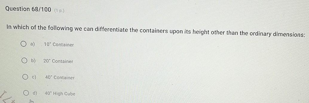 Question 69/100 (1 p.) The main aspect that we