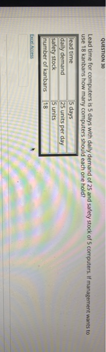 QUESTION 30 Lead time for computers is 5 days