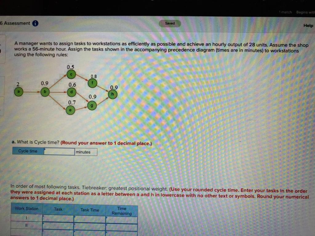 I need help for this question match Begins with 6