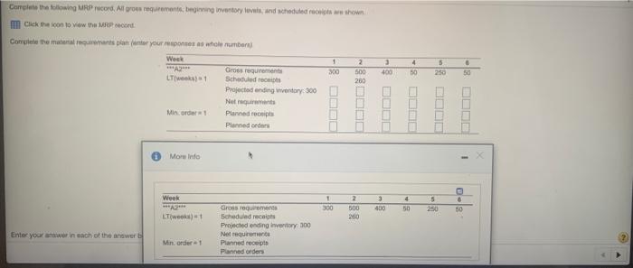 4 Complete the following MRP record. All ros