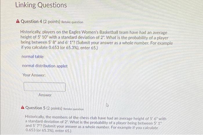 Linking Questions A Question 4 (2 points) Retake