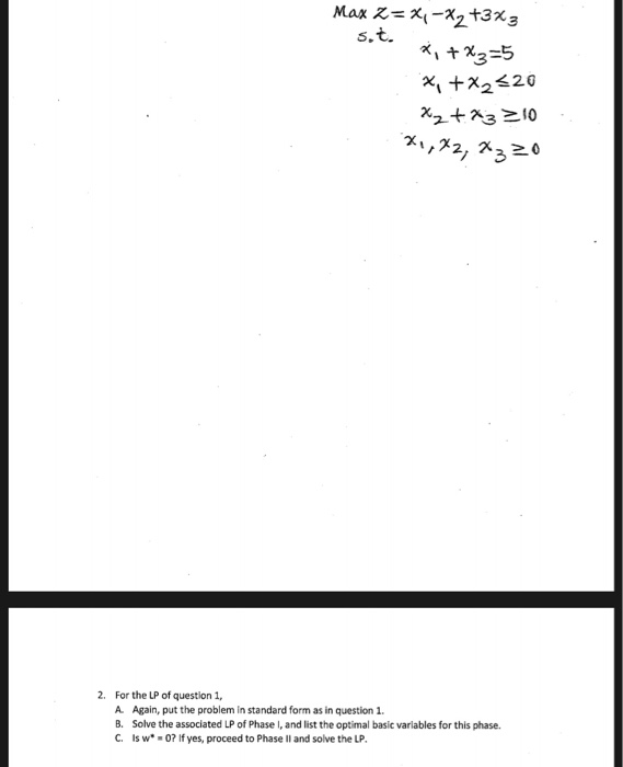 Operations Research question. please do by hand