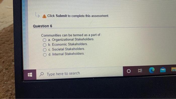 A Click Submit to complete this assessment