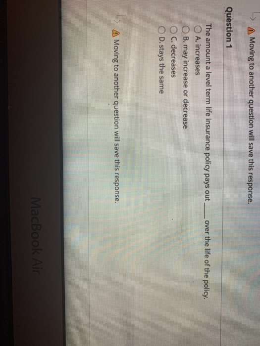 > A Moving to another question will save this