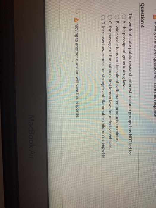 > A Moving to another question will save this