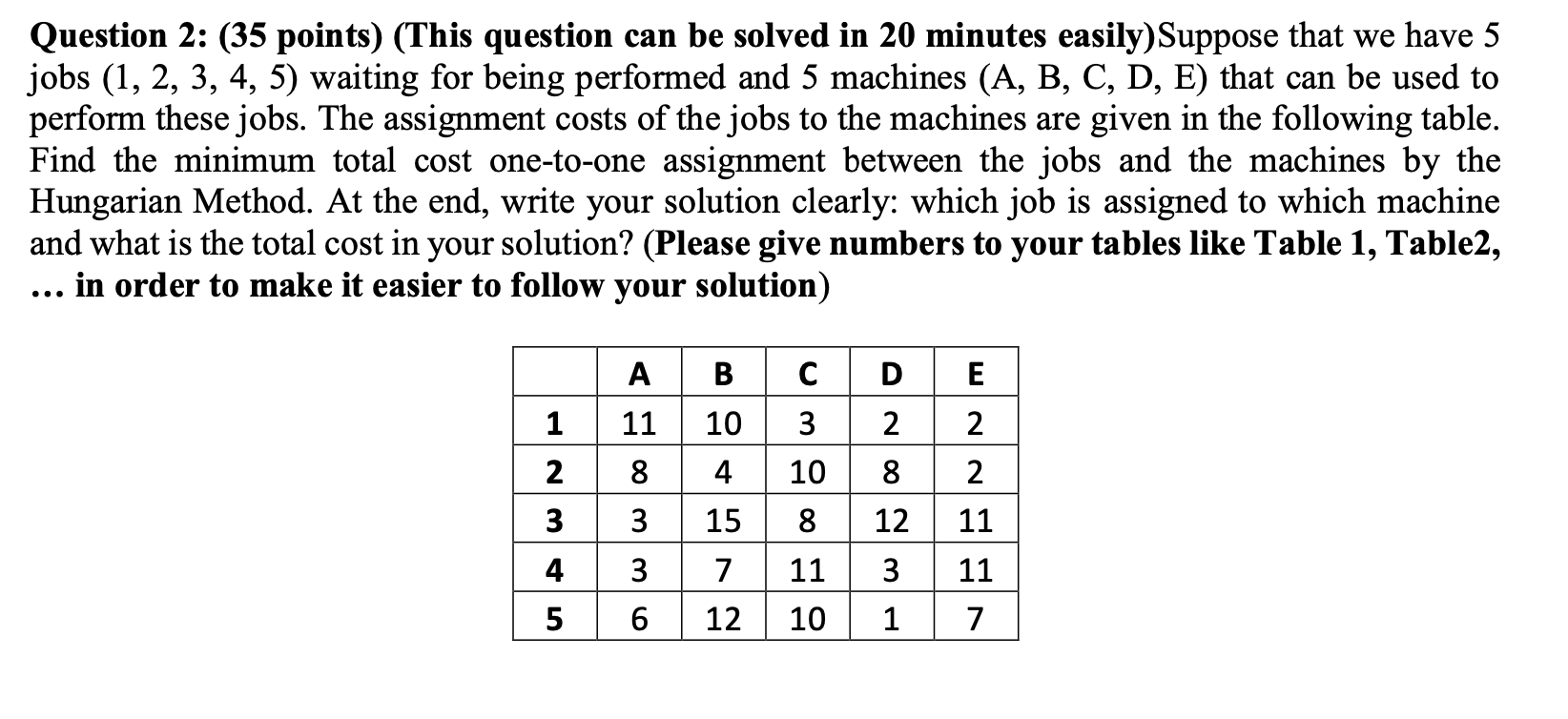 Question 2: (35 points) (This question can be