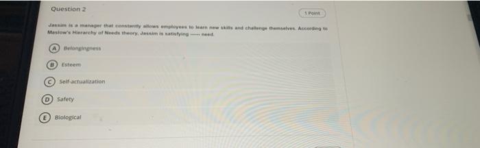 Question 2 1 PM Jasmin manager that stantly