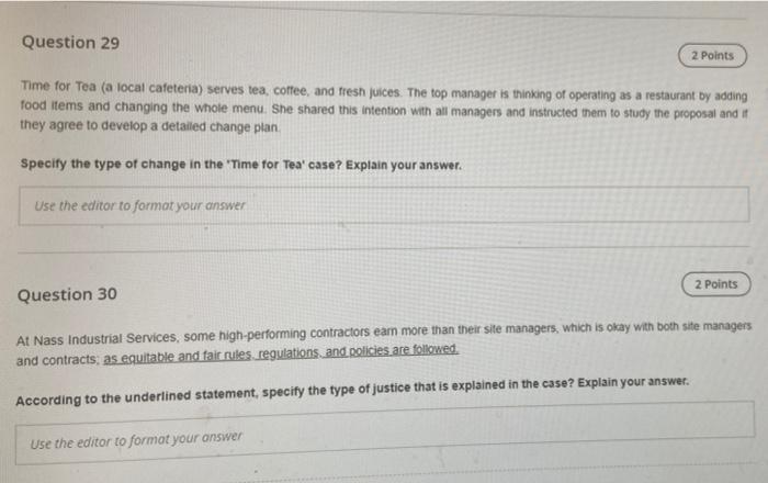 Question 29 2 Points Time for Tea (a local