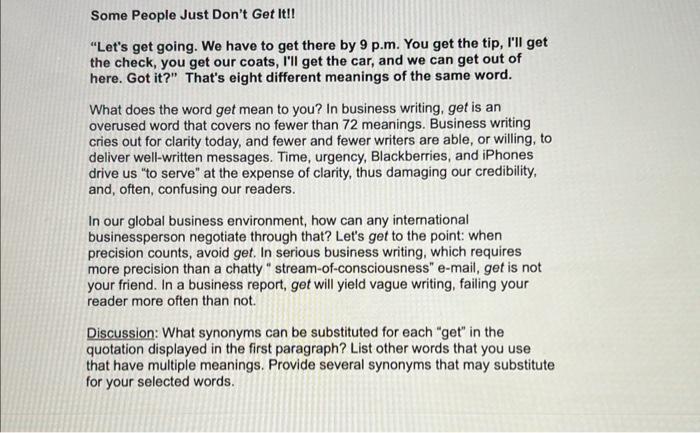 Some People Just Don't Get It!l 