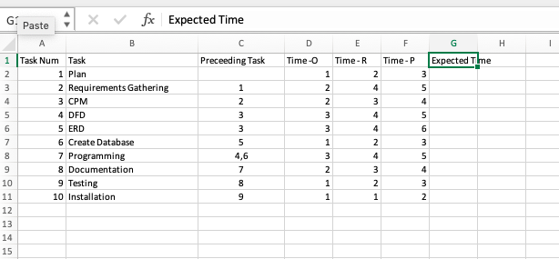 Create a WBS for the given information. GPaste 4x