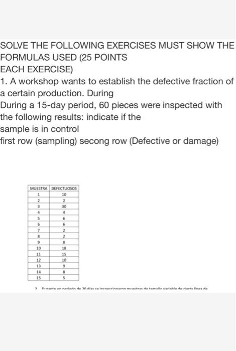 use excell please SOLVE THE FOLLOWING EXERCISES