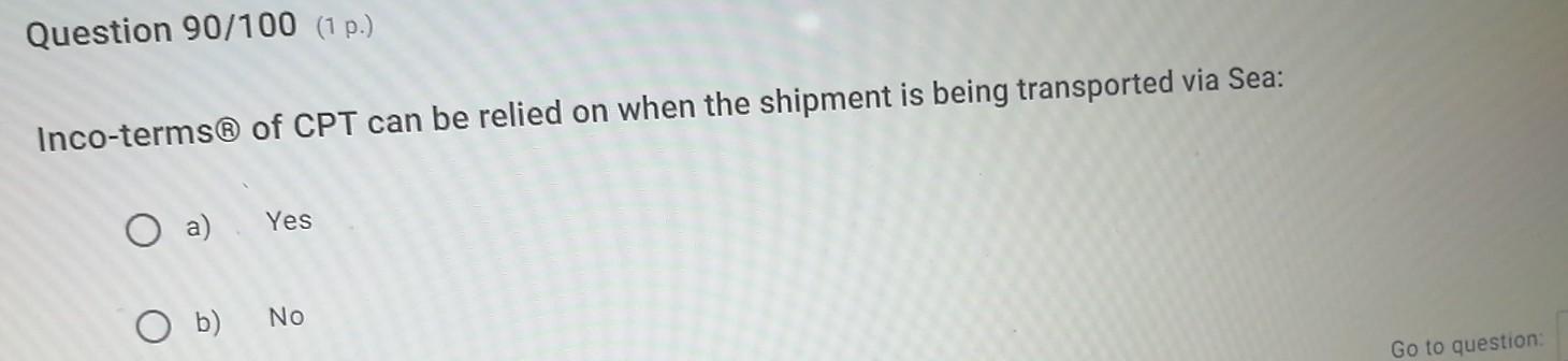Question 91/100 (1 p.) Upon ISO Container Coding