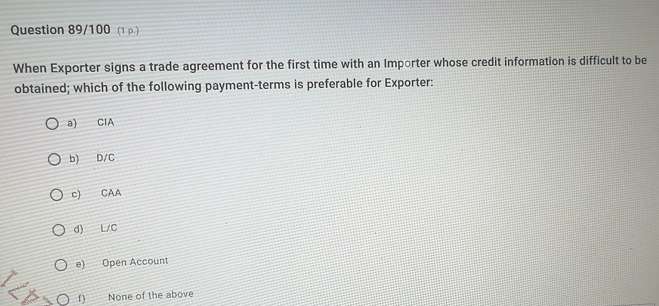 Question 91/100 (1 p.) Upon ISO Container Coding