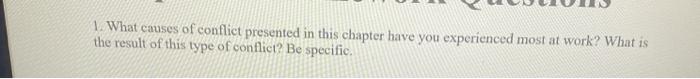 1. What causes of conflict presented in this