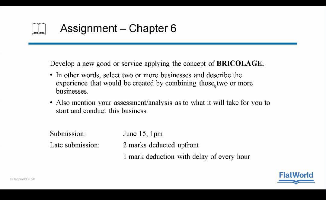 cc Assignment - Chapter 6 Develop a new good or