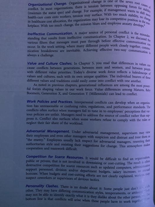 1. What causes of conflict presented in this