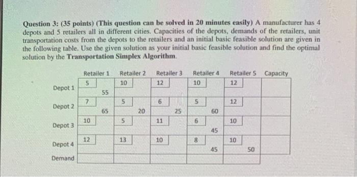 Question 3: (35 points) (This question can be