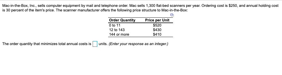 Mac-in-the-Box, Inc., sells computer equipment by