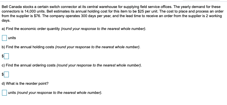 Bell Canada stocks a certain switch connector at