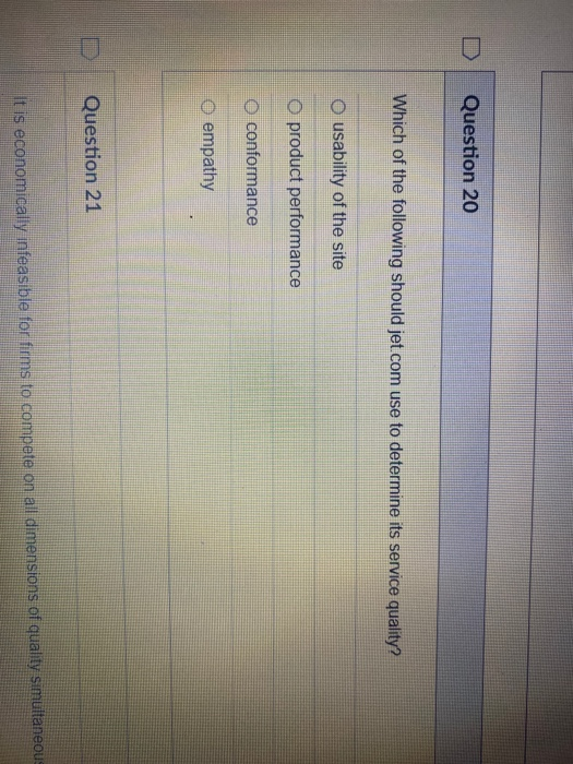 Question 20 Which of the following should jet.com