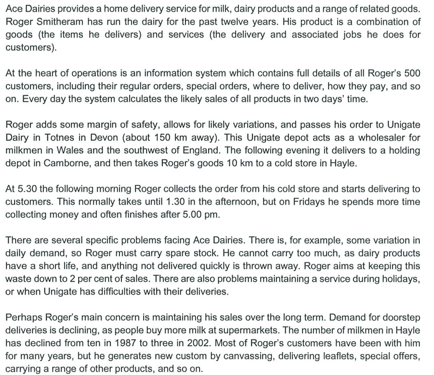 Question1 a) Explain the supply chain of Ace