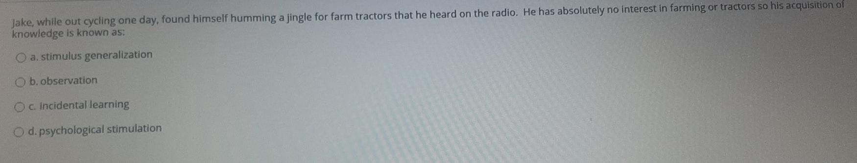 Jake, while out cycling one day, found himself