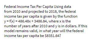 Federal Income Tax Per Capita Using data from