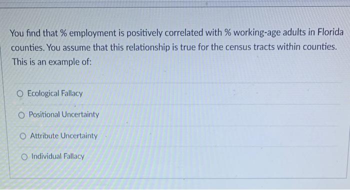 You find that % employment is positively