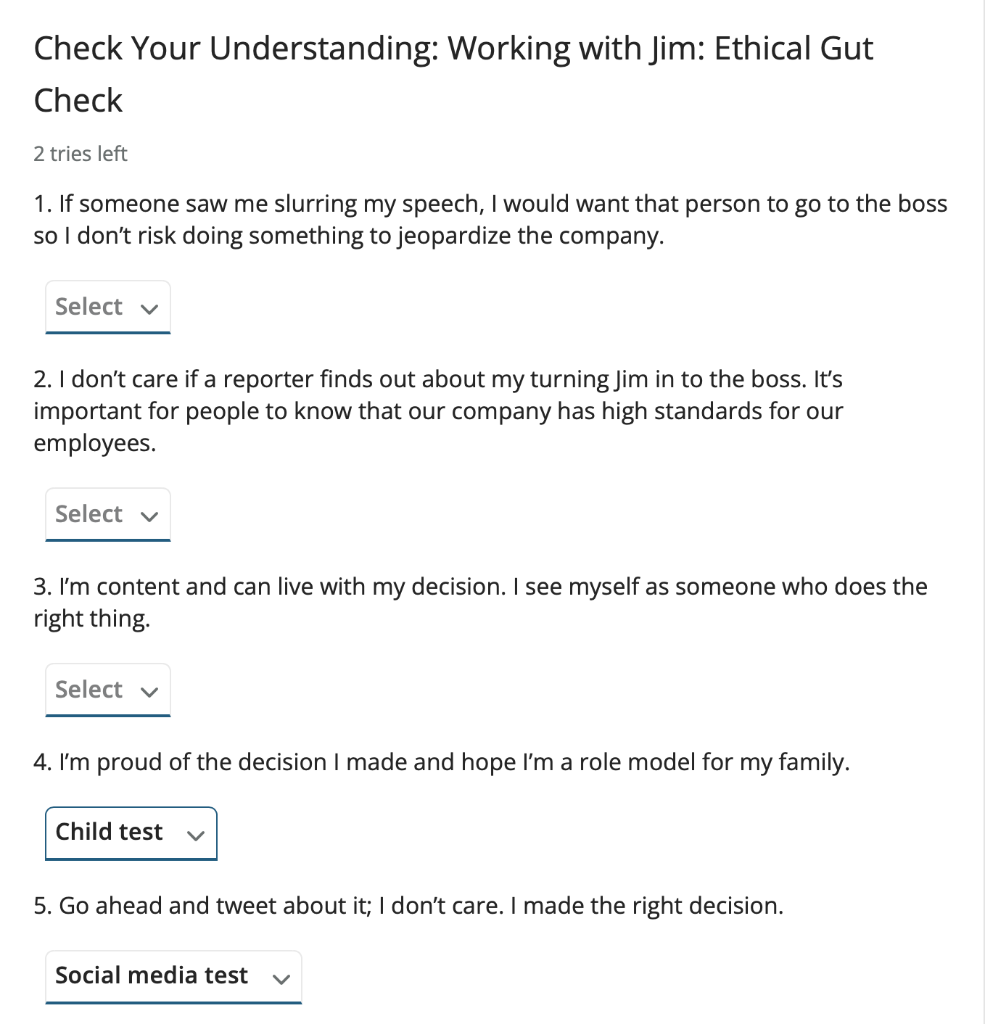 Check Your Understanding: Working with Jim: