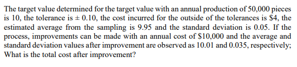 The target value determined for the target value