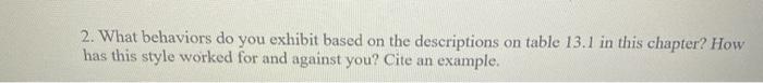 2. What behaviors do you exhibit based on the