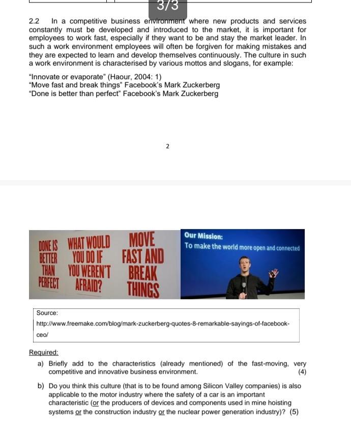 2.2 In a competitive business environment where