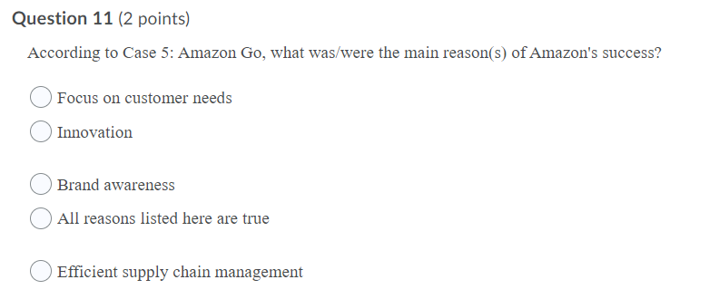 Question 11 (2 points) According to Case 5: