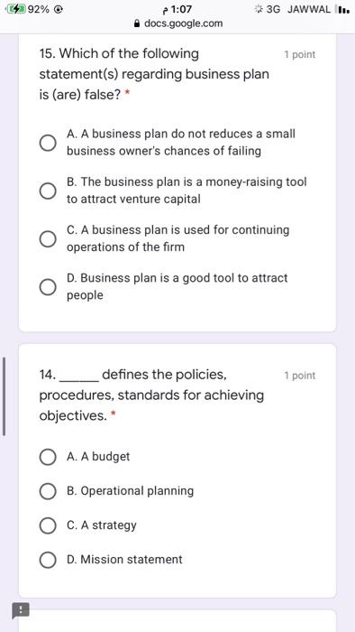 ?? 92% O * 3G JAWWAL I. 21:07 docs.google.com 1