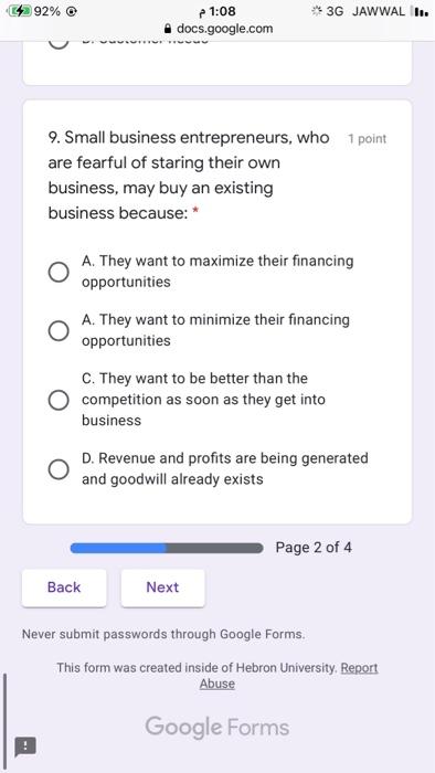 ?? 92% O * 3G JAWWAL I. 21:07 docs.google.com 1