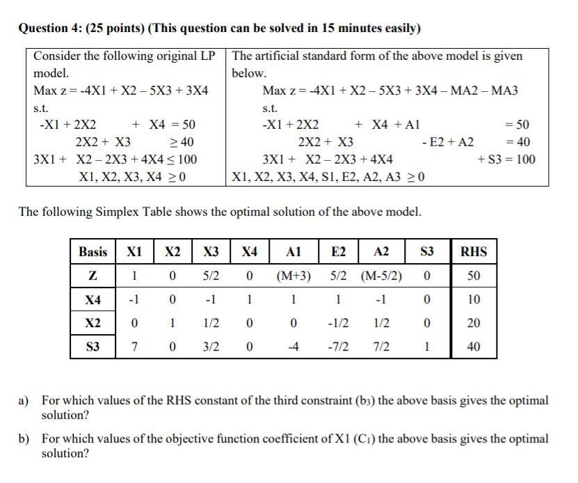 URGENT PLEASE SOLVE ON PAPER Question 4: (25