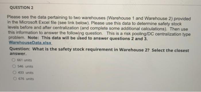 inventory forecast analytic QUESTION 2 Please see
