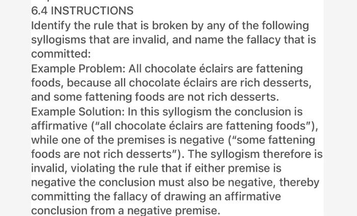 6.4 INSTRUCTIONS Identify the rule that is broken