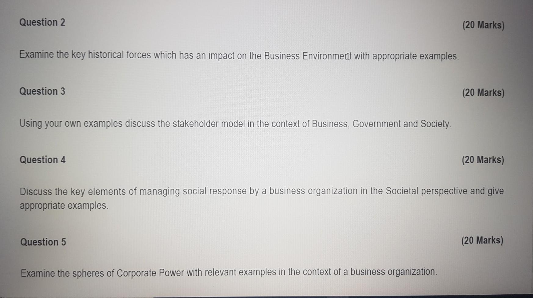 Question 2 (20 Marks) Examine the key historical