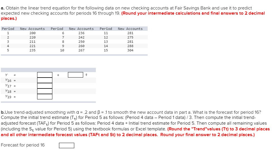 a. Obtain the linear trend equation for the