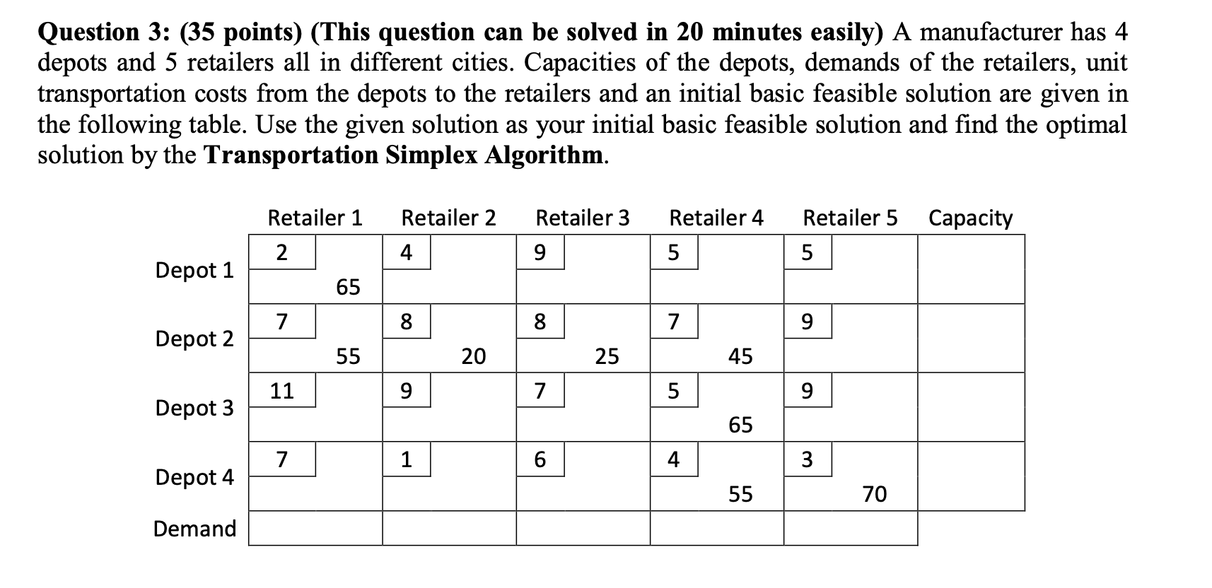 Question 3: (35 points) (This question can be